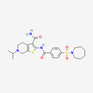 molecular formula C24H32N4O4S2 B2719525 2-(4-(Azepan-1-ylsulfonyl)benzamido)-6-isopropyl-4,5,6,7-tetrahydrothieno[2,3-c]pyridine-3-carboxamide CAS No. 449768-81-4
