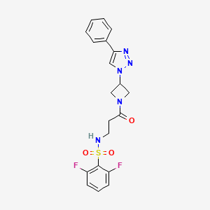 molecular formula C20H19F2N5O3S B2719528 2,6-difluoro-N-(3-oxo-3-(3-(4-phenyl-1H-1,2,3-triazol-1-yl)azetidin-1-yl)propyl)benzenesulfonamide CAS No. 2034523-78-7