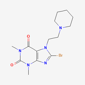 molecular formula C14H20BrN5O2 B2719534 8-溴-1,3-二甲基-7-(2-哌啶-1-基乙基)嘌呤-2,6-二酮 CAS No. 476668-46-9