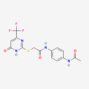 molecular formula C15H13F3N4O3S B2719540 N-(4-acetamidophenyl)-2-((6-oxo-4-(trifluoromethyl)-1,6-dihydropyrimidin-2-yl)thio)acetamide CAS No. 899948-58-4