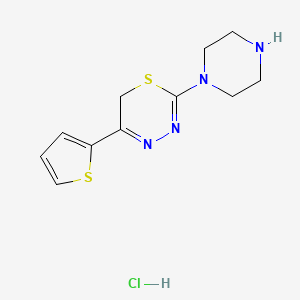 molecular formula C11H15ClN4S2 B2719546 2-(哌嗪-1-基)-5-(噻吩-2-基)-6H-1,3,4-噻二嗪盐酸盐 CAS No. 2379946-32-2