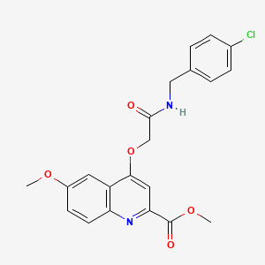 molecular formula C21H19ClN2O5 B2719561 Methyl 4-({[(4-chlorophenyl)methyl]carbamoyl}methoxy)-6-methoxyquinoline-2-carboxylate CAS No. 1357935-63-7