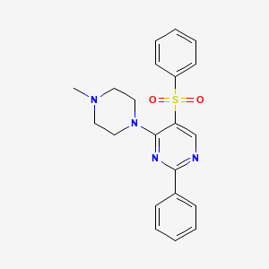 molecular formula C21H22N4O2S B2719610 4-(4-Methylpiperazino)-2-phenyl-5-(phenylsulfonyl)pyrimidine CAS No. 478080-99-8