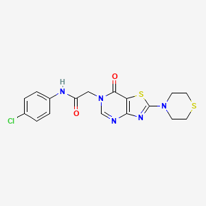 molecular formula C17H16ClN5O2S2 B2719631 N-(4-氯苯基)-2-(7-氧代-2-硫代吗啉并噻唑并[4,5-d]嘧啶-6(7H)-基)乙酰胺 CAS No. 1224004-79-8