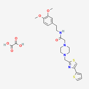 molecular formula C26H32N4O7S2 B2719633 N-(3,4-二甲氧基苯乙基)-2-(4-((4-(噻吩-2-基)噻唑-2-基)甲基)哌嗪-1-基)乙酰胺草酸盐 CAS No. 1351589-32-6