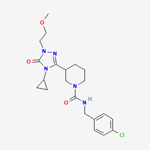 molecular formula C21H28ClN5O3 B2719634 N-(4-氯苯甲基)-3-(4-环丙基-1-(2-甲氧基乙基)-5-氧代-4,5-二氢-1H-1,2,4-三唑-3-基)哌啶-1-基甲酰胺 CAS No. 2194908-74-0
