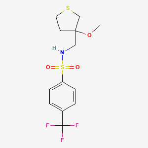 molecular formula C13H16F3NO3S2 B2719679 N-((3-甲氧基四氢噻吩-3-基)甲基)-4-(三氟甲基)苯磺酰胺 CAS No. 1448070-51-6