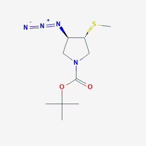 molecular formula C10H18N4O2S B2719681 Tert-butyl (3R,4R)-3-azido-4-methylsulfanylpyrrolidine-1-carboxylate CAS No. 2470279-64-0