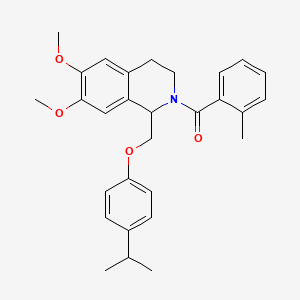 (1-((4-isopropylphenoxy)methyl)-6,7-dimethoxy-3,4-dihydroisoquinolin-2(1H)-yl)(o-tolyl)methanone
