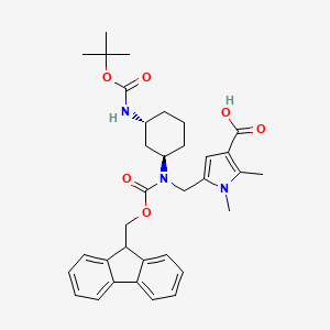 molecular formula C34H41N3O6 B2719691 5-[[9H-Fluoren-9-ylmethoxycarbonyl-[(1R,3R)-3-[(2-methylpropan-2-yl)oxycarbonylamino]cyclohexyl]amino]methyl]-1,2-dimethylpyrrole-3-carboxylic acid CAS No. 2137062-72-5