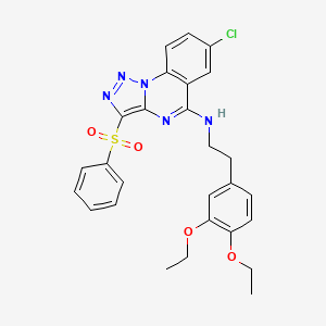 molecular formula C27H26ClN5O4S B2719698 7-氯-N-(3,4-二乙氧基苯乙基)-3-(苯基磺酰)-[1,2,3]三唑并[1,5-a]喹唑啉-5-胺 CAS No. 893787-18-3