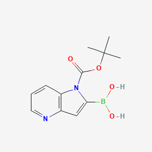 molecular formula C12H15BN2O4 B2719707 {1-[(叔丁氧羰)吡咯[3,2-b]吡啉-2-基]硼酸 CAS No. 1373273-46-1