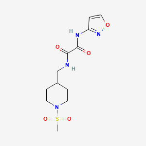 molecular formula C12H18N4O5S B2719713 N1-(isoxazol-3-yl)-N2-((1-(methylsulfonyl)piperidin-4-yl)methyl)oxalamide CAS No. 1235668-07-1