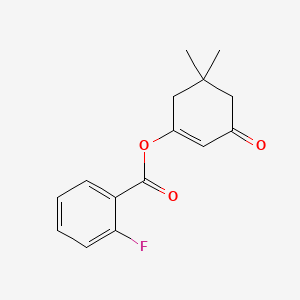 molecular formula C15H15FO3 B2719726 5,5-Dimethyl-3-oxo-1-cyclohexenyl 2-fluorobenzenecarboxylate CAS No. 193410-75-2