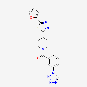 molecular formula C19H17N7O2S B2719733 (3-(1H-tetrazol-1-yl)phenyl)(4-(5-(furan-2-yl)-1,3,4-thiadiazol-2-yl)piperidin-1-yl)methanone CAS No. 1226428-44-9