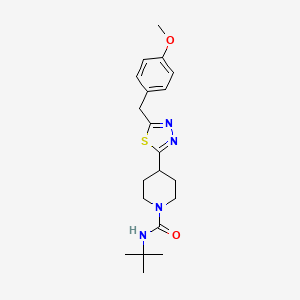 molecular formula C20H28N4O2S B2719739 N-(tert-butyl)-4-(5-(4-methoxybenzyl)-1,3,4-thiadiazol-2-yl)piperidine-1-carboxamide CAS No. 1171063-47-0