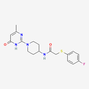 molecular formula C18H21FN4O2S B2719761 2-((4-fluorophenyl)thio)-N-(1-(4-methyl-6-oxo-1,6-dihydropyrimidin-2-yl)piperidin-4-yl)acetamide CAS No. 1903309-20-5