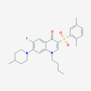 molecular formula C27H33FN2O3S B2719762 1-butyl-3-((2,5-dimethylphenyl)sulfonyl)-6-fluoro-7-(4-methylpiperidin-1-yl)quinolin-4(1H)-one CAS No. 892782-23-9