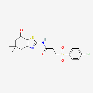 molecular formula C18H19ClN2O4S2 B2719777 3-((4-chlorophenyl)sulfonyl)-N-(5,5-dimethyl-7-oxo-4,5,6,7-tetrahydrobenzo[d]thiazol-2-yl)propanamide CAS No. 895455-28-4
