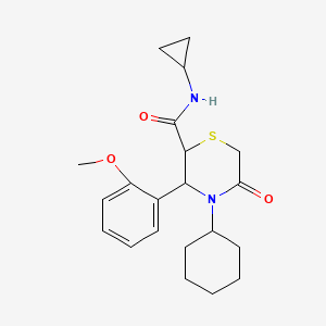molecular formula C21H28N2O3S B2719788 4-环己基-N-环丙基-3-(2-甲氧基苯基)-5-氧代-噻吗啉-2-羧酰胺 CAS No. 2310015-21-3