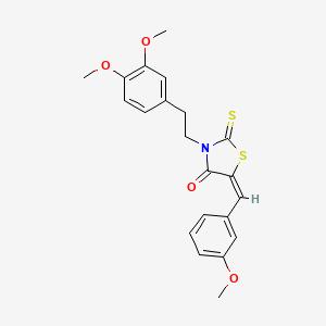 molecular formula C21H21NO4S2 B2719801 (5E)-3-[2-(3,4-dimethoxyphenyl)ethyl]-5-[(3-methoxyphenyl)methylidene]-2-sulfanylidene-1,3-thiazolidin-4-one CAS No. 861427-85-2