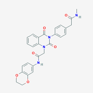 molecular formula C27H24N4O6 B2719809 2-{4-[1-[2-(2,3-dihydro-1,4-benzodioxin-6-ylamino)-2-oxoethyl]-2,4-dioxo-1,4-dihydroquinazolin-3(2H)-yl]phenyl}-N-methylacetamide CAS No. 1189866-70-3