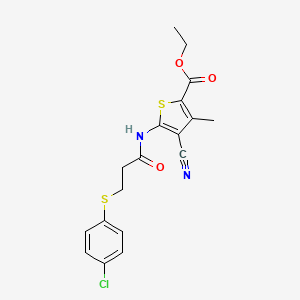 Ethyl 5-[3-(4-chlorophenyl)sulfanylpropanoylamino]-4-cyano-3-methylthiophene-2-carboxylate