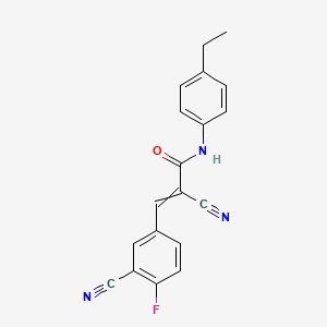 molecular formula C19H14FN3O B2719815 2-cyano-3-(3-cyano-4-fluorophenyl)-N-(4-ethylphenyl)prop-2-enamide CAS No. 1428121-54-3