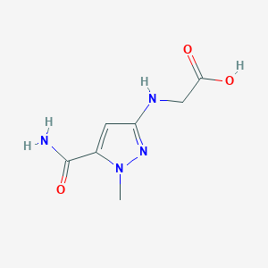 molecular formula C7H10N4O3 B2719817 2-[(5-Carbamoyl-1-methylpyrazol-3-yl)amino]acetic acid CAS No. 2247206-52-4