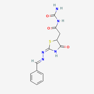 2-((E)-2-((E)-benzylidenehydrazono)-4-oxothiazolidin-5-yl)-N-carbamoylacetamide