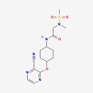molecular formula C15H21N5O4S B2719851 N-((1r,4r)-4-((3-氰基吡嗪-2-基)氧基)环己基)-2-(N-甲基甲基磺酰氨基)乙酰胺 CAS No. 2034203-90-0