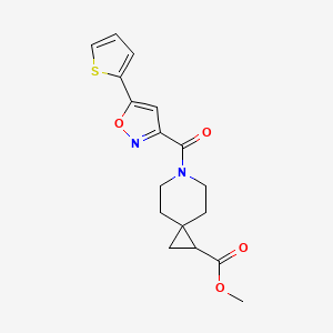 molecular formula C17H18N2O4S B2719854 Methyl 6-(5-(thiophen-2-yl)isoxazole-3-carbonyl)-6-azaspiro[2.5]octane-1-carboxylate CAS No. 2034552-16-2