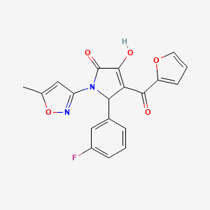 molecular formula C19H13FN2O5 B2719857 5-(3-fluorophenyl)-4-(furan-2-carbonyl)-3-hydroxy-1-(5-methylisoxazol-3-yl)-1H-pyrrol-2(5H)-one CAS No. 618871-89-9