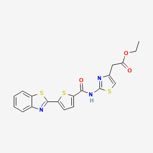 molecular formula C19H15N3O3S3 B2719862 Ethyl 2-(2-(5-(benzo[d]thiazol-2-yl)thiophene-2-carboxamido)thiazol-4-yl)acetate CAS No. 864938-83-0