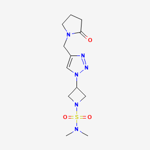 molecular formula C12H20N6O3S B2719867 N,N-dimethyl-3-(4-((2-oxopyrrolidin-1-yl)methyl)-1H-1,2,3-triazol-1-yl)azetidine-1-sulfonamide CAS No. 2034563-27-2