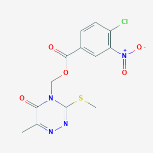 molecular formula C13H11ClN4O5S B2719869 (6-Methyl-3-methylsulfanyl-5-oxo-1,2,4-triazin-4-yl)methyl 4-chloro-3-nitrobenzoate CAS No. 877643-22-6