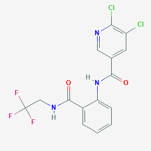 molecular formula C15H10Cl2F3N3O2 B2719882 5,6-dichloro-N-[2-(2,2,2-trifluoroethylcarbamoyl)phenyl]pyridine-3-carboxamide CAS No. 1326436-61-6