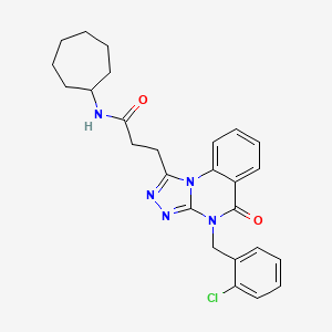 3-[4-(2-chlorobenzyl)-5-oxo-4,5-dihydro[1,2,4]triazolo[4,3-a]quinazolin-1-yl]-N-cycloheptylpropanamide