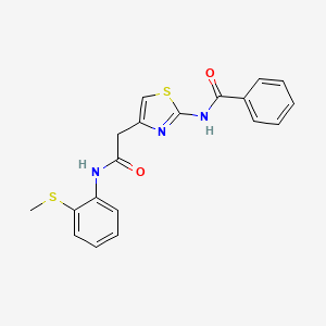 molecular formula C19H17N3O2S2 B2719890 N-(4-(2-((2-(甲硫基)苯基)氨基)-2-氧代乙基)噻唑-2-基)苯甲酰胺 CAS No. 921582-85-6