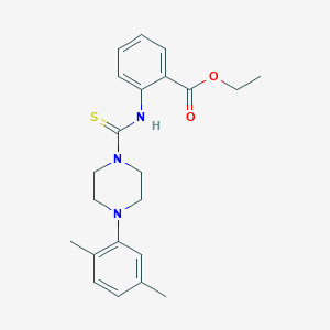 molecular formula C22H27N3O2S B2719895 Ethyl 2-({[4-(2,5-dimethylphenyl)piperazin-1-yl]carbonothioyl}amino)benzoate CAS No. 892275-20-6