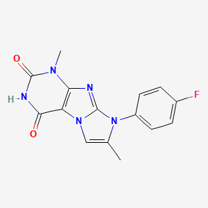 molecular formula C15H12FN5O2 B2719896 8-(4-fluorophenyl)-1,7-dimethyl-1H-imidazo[2,1-f]purine-2,4(3H,8H)-dione CAS No. 879468-57-2