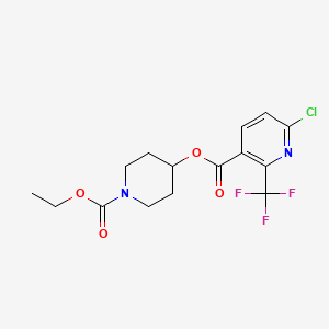 molecular formula C15H16ClF3N2O4 B2719899 1-(Ethoxycarbonyl)piperidin-4-yl 6-chloro-2-(trifluoromethyl)pyridine-3-carboxylate CAS No. 1795513-53-9