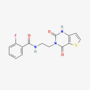 molecular formula C15H12FN3O3S B2719913 N-(2-(2,4-dioxo-1,2-dihydrothieno[3,2-d]pyrimidin-3(4H)-yl)ethyl)-2-fluorobenzamide CAS No. 2034323-15-2
