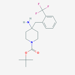 molecular formula C18H25F3N2O2 B2719918 tert-Butyl 4-amino-4-[2-(trifluoromethyl)benzyl]piperidine-1-carboxylate CAS No. 1707602-37-6