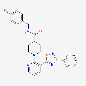 molecular formula C26H24FN5O2 B2719920 N-(4-fluorobenzyl)-1-(3-(3-phenyl-1,2,4-oxadiazol-5-yl)pyridin-2-yl)piperidine-4-carboxamide CAS No. 1794932-74-3