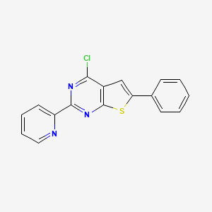 molecular formula C17H10ClN3S B2719932 4-Chloro-6-phenyl-2-pyridin-2-ylthieno[2,3-d]pyrimidine CAS No. 885460-37-7