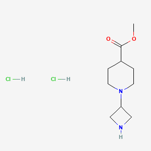 molecular formula C10H20Cl2N2O2 B2719937 甲酸甲酯 1-(氮杂环丁烷-3-基)哌啶-4-羧酸酯；盐酸盐 CAS No. 178312-70-4