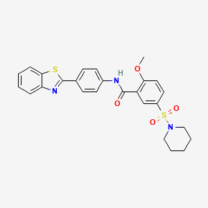 N-[4-(1,3-benzothiazol-2-yl)phenyl]-2-methoxy-5-(piperidin-1-ylsulfonyl)benzamide