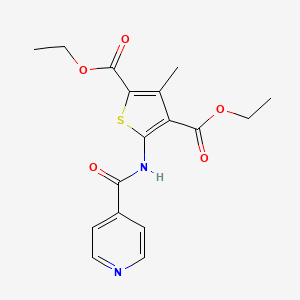 molecular formula C17H18N2O5S B2719945 二乙基 5-(异烟酰胺基)-3-甲基硫代吡咯-2,4-二羧酸二乙酯 CAS No. 300572-02-5