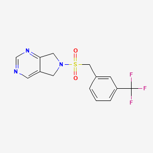molecular formula C14H12F3N3O2S B2719948 6-((3-(trifluoromethyl)benzyl)sulfonyl)-6,7-dihydro-5H-pyrrolo[3,4-d]pyrimidine CAS No. 1706042-65-0